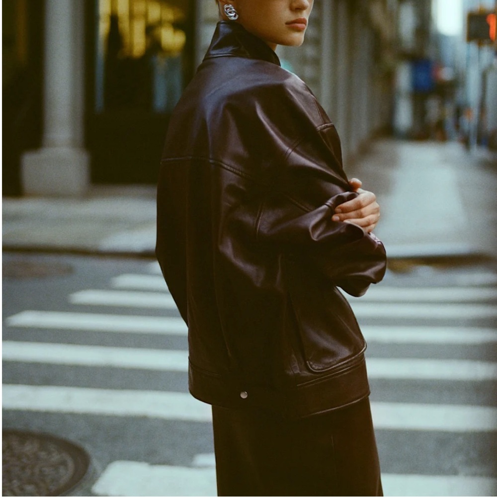 NEW NWT Reformation Veda Harrison Leather Oversized Bomber